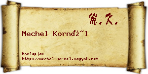 Mechel Kornél névjegykártya